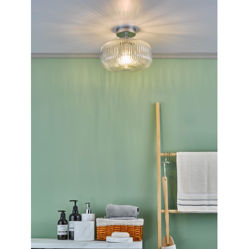 Där Lighting RIV5208 - Plafonnier pour salle de bains RIVA à montage en surface, 1xE27/60W/230V, IP44, chrome brillant