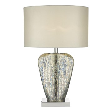 Där Lighting SYR4235 - Lampe de table SYRACUSE 1xE27/60W/230V chrome brillant/crème