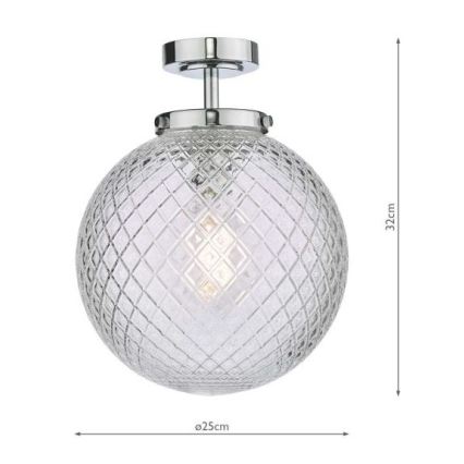 Där Lighting WAY0150 - Plafonnier de salle de bains WAYNE 1xE27/40W/230V IP44 Ø 25 cm chrome brillant