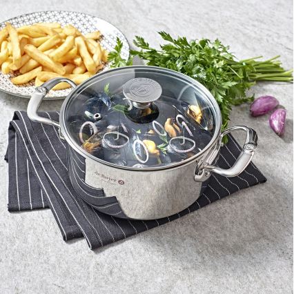 De Buyer 3427.28 - Casserole avec couvercle MILADY 28 cm en inox