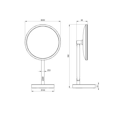 Deante ADI_Z812 - Miroir cosmétique LED rechargeable pour salle de bains SILIA LED/5V 5000 mAh 2700-6500K IP44