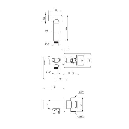 Deante BGA_N34M - Mitigeur de bidet avec douchette pour installation encastrée ALPINIA noir