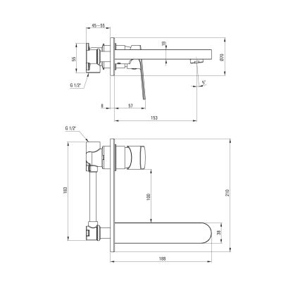 Deante BGA_N54L - Mitigeur de lavabo pour installation encastrée ALPINIA noir