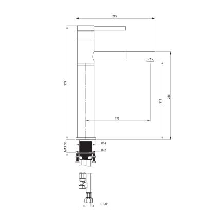 Deante BGE_022K - Mitigeur lavabo avec douchette extractible ORA 30,9 cm chrome brillant