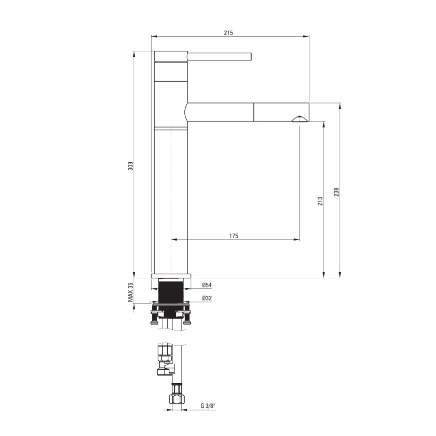 Deante BGE_022K - Mitigeur lavabo avec douchette extractible ORA 30,9 cm chrome brillant