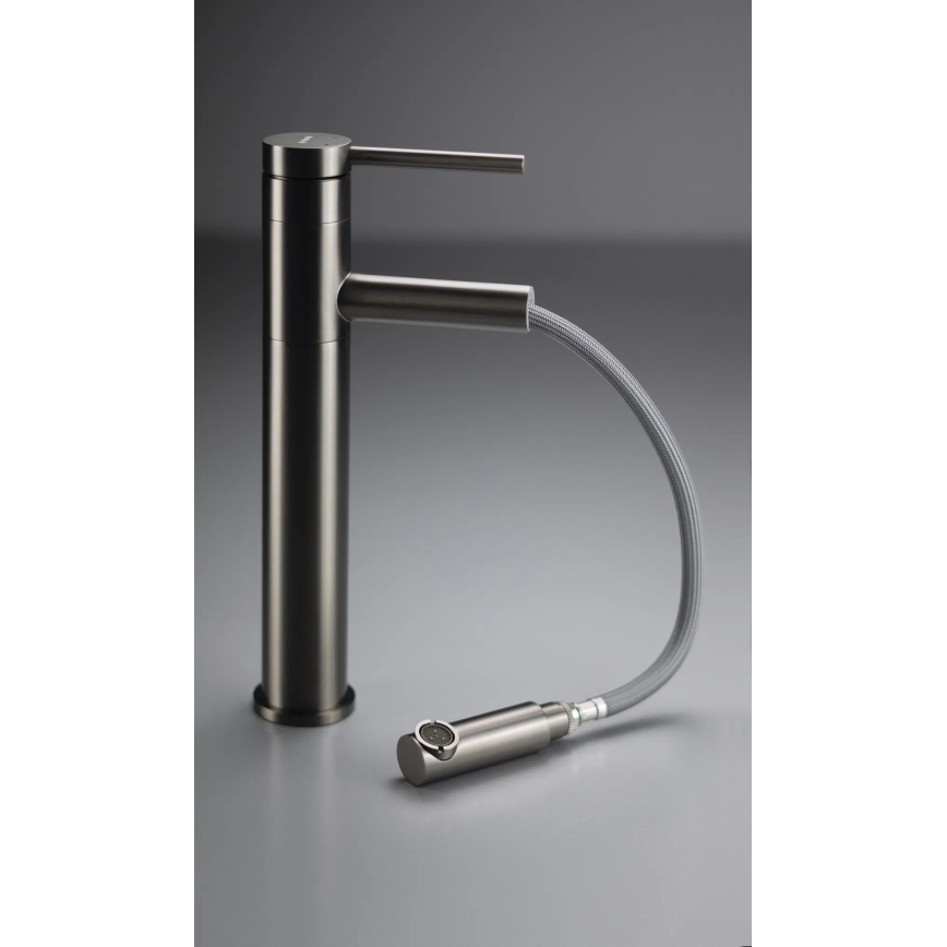 Deante BGE_D22K - Mitigeur pour lavabo ORA avec douchette extractible, 30,9 cm, finition titane