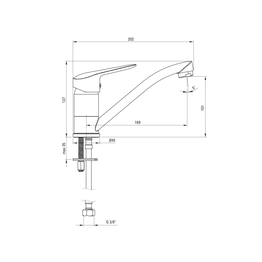 Deante BMO_N26M - Mitigeur de lavabo BORO 12,7 cm noir