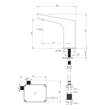 Deante BQH_028R - Robinet de vasque sans contact HIACYNT 4xAA chrome brillant