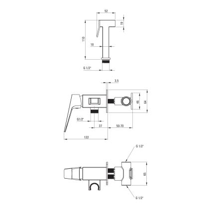 Deante BQL_N34M - Mitigeur de bidet à douchette pour installation encastrée BLUR noir