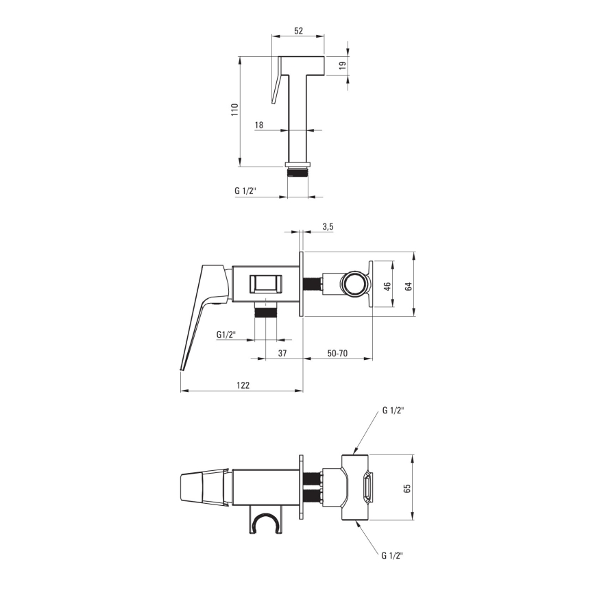 Deante BQL_N34M - Mitigeur de bidet à douchette pour installation encastrée BLUR noir