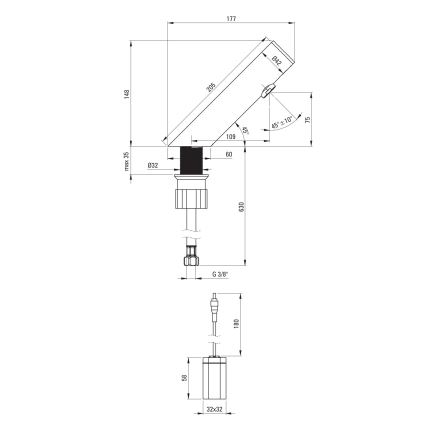 Deante BQR_P28R - Robinet sans contact pour vasque SENSE 4xAA acier poli