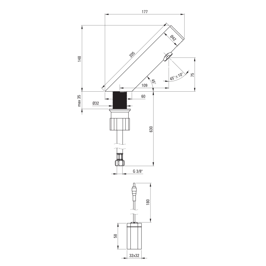 Deante BQR_P28R - Robinet sans contact pour vasque SENSE 4xAA acier poli