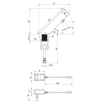 Deante BQR_P28V - Robinet sans contact pour vasque SENSE 230/6V acier poli