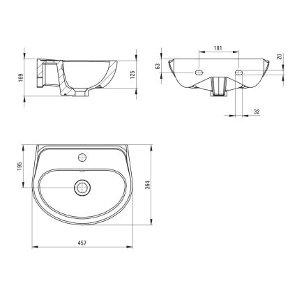 Deante CDJ_6U4W - Lavabo suspendu avec perçage pour robinetterie JASMIN 45,7x36,4 cm  céramique/blanc