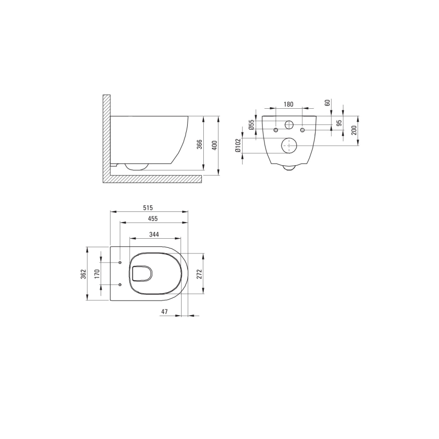 Deante CGRD6ZPW - Toilettes suspendues avec abattant ROUND céramique/blanc