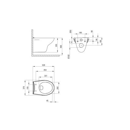 Deante CMOD6SPW - WC suspendu BORO en céramique, abattant à fermeture douce SoftClose, blanc