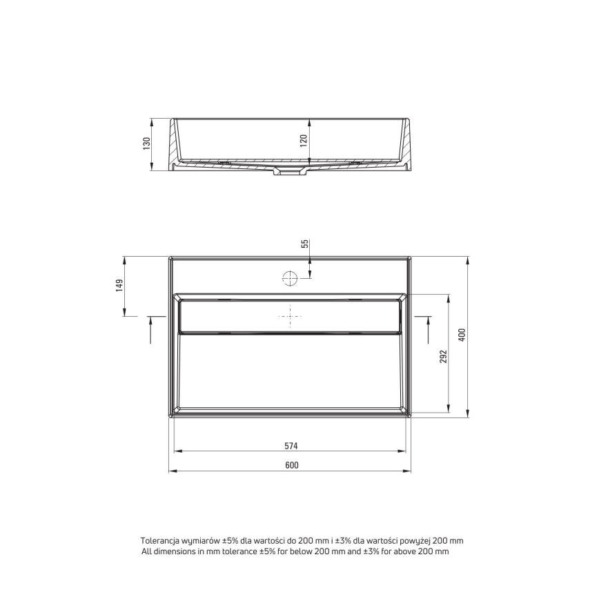Deante CQR_AU6M - Lavabo à poser CORREO 40 x 60 cm granit/albâtre
