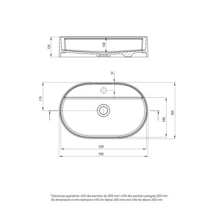 Deante CQS_5U6B - Lavabo à poser avec trou pour robinet SILIA 35x55 cm granit/beige