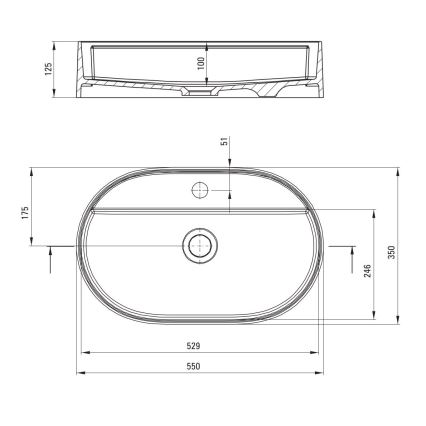 Deante CQS_NU6B - Vasque à poser prépercée pour robinet SILIA 35x55 cm granit/noir