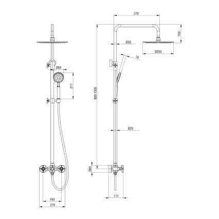 Deante NAC_N4QT - Ensemble de douche avec mitigeur TEMISTO, noir
