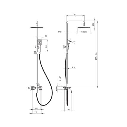 Deante NQL_04XM - Ensemble de douche avec mitigeur BLUR, chrome brillant