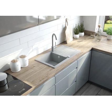 Deante ZQZVN113 - Évier de cuisine ZORBA 76x44 cm + sink tap granit/noir