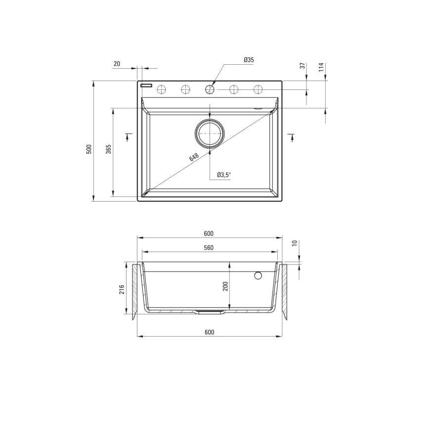 Deante ZRC_S10A - Évier de cuisine CORIO 50 x 60 cm en granit, gris métallisé