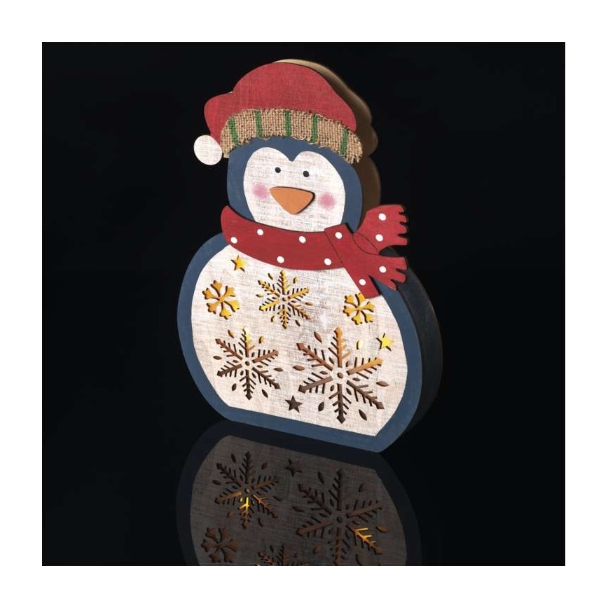 Décoration de noël 5xLED/2xAA pingouin