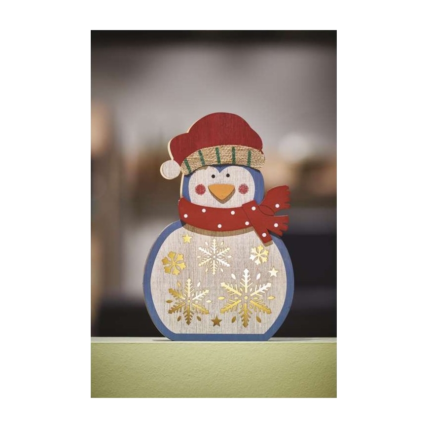 Décoration de noël 5xLED/2xAA pingouin