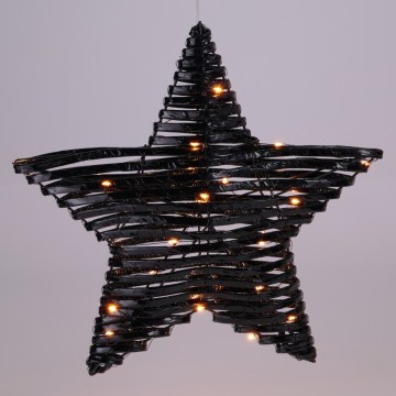 Décoration de Noël à LED 30xLED/3xAA 40 cm blanc chaud étoile/noir