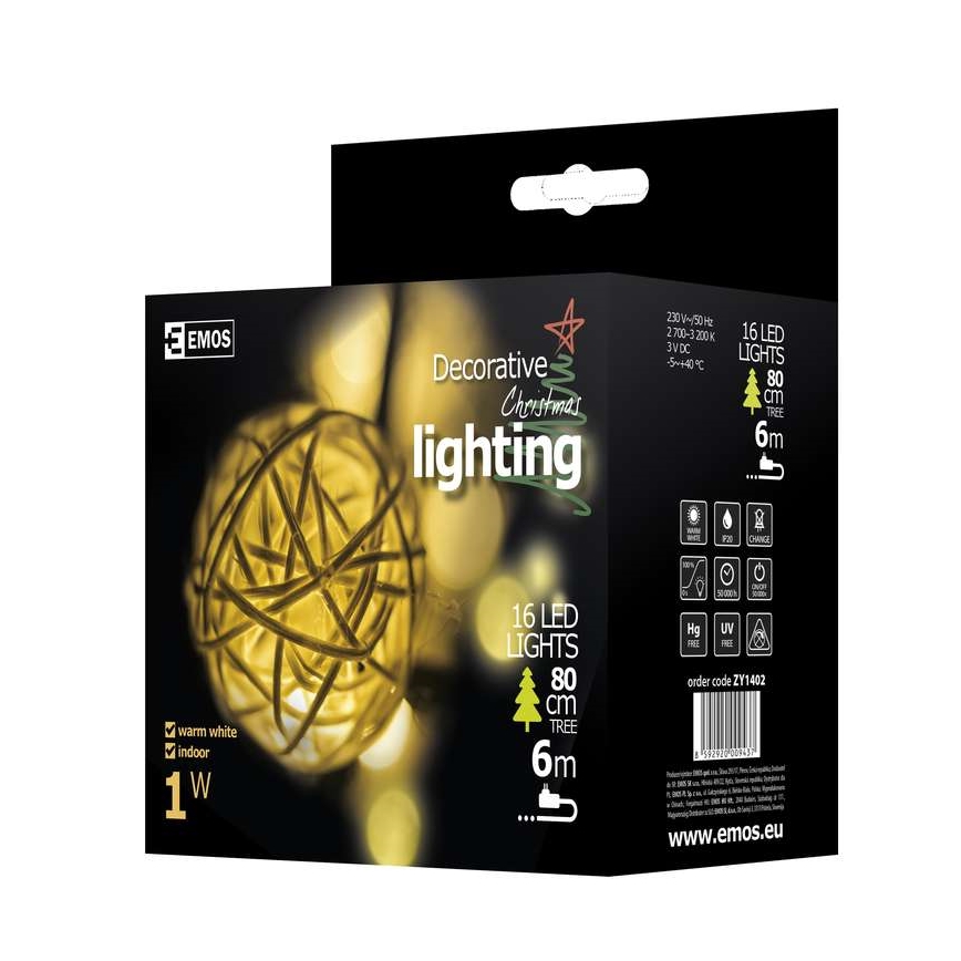 Décoration de Noël d'intérieur IP20 CHAIN 3m 16xLED/1,2W/230V