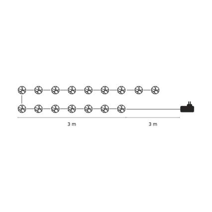 Décoration de Noël d'intérieur IP20 CHAIN 3m 16xLED/1,2W/230V