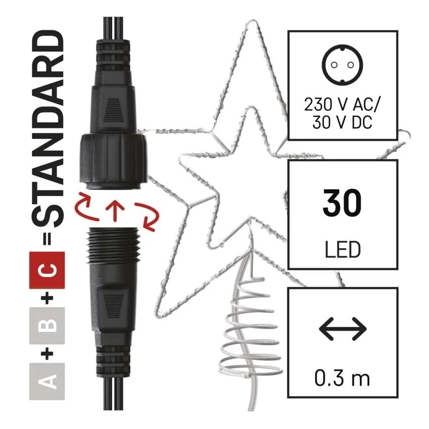 Décoration de Noël extérieure 30xLED/4W/30V IP44 blanc froid