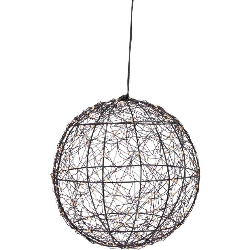 Décoration de Noël extérieure LED 300xLED/230V Ø 25 cm IP44 blanc chaud boule/noire