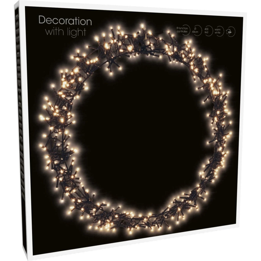 Décoration de Noël extérieure LED 500 LED/230V 8 fonctions Ø 58 cm IP44 blanc chaud couronne/noire