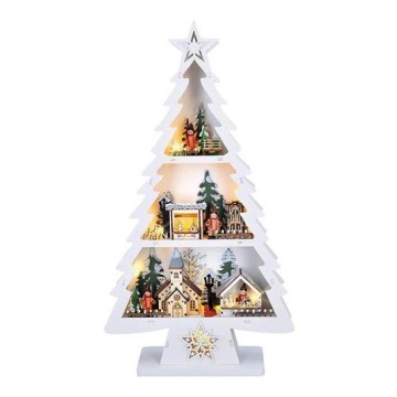 Décoration de Noël LED 13xLED/2xAA — sapin en bois