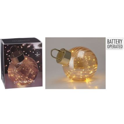 Décoration de Noël LED, 20 LEDs / 3× AAA, Ø 20 cm, blanc chaud — boule