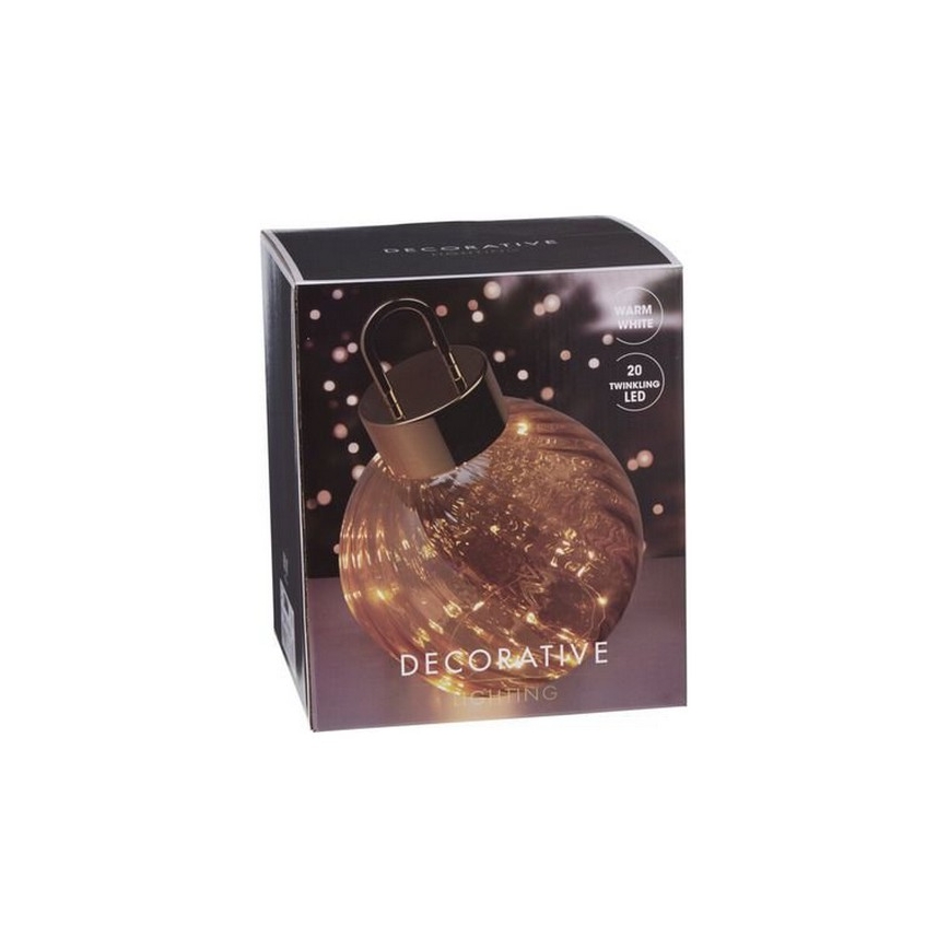 Décoration de Noël LED, 20 LEDs / 3× AAA, Ø 20 cm, blanc chaud — boule