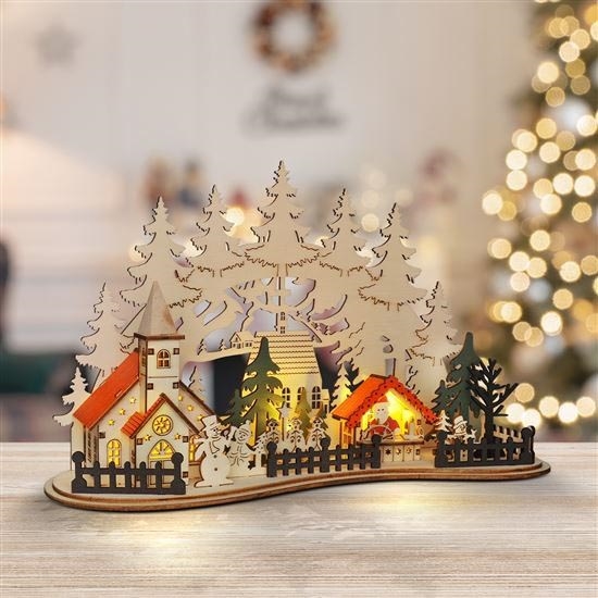 Décoration de Noël LED/2xAAA petite ville