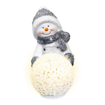 Décoration de Noël LED/2xLR44/blanc chaud bonhomme de neige avec une boule de neige