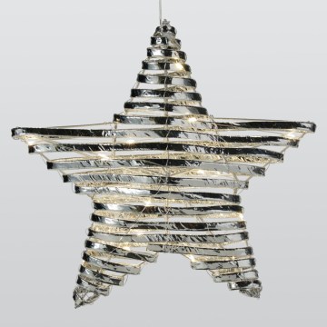 Décoration de Noël LED 30xLED/3xAA 40 cm blanc chaud étoile/argentée