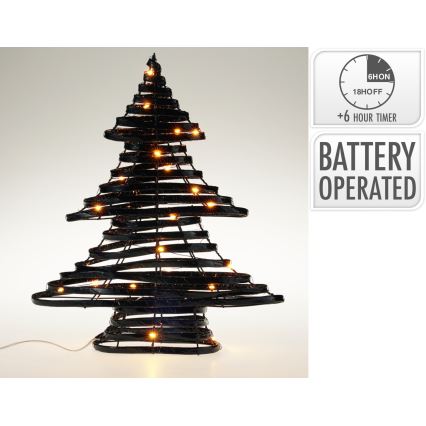 Décoration de Noël LED 30xLED/3xAA 40 cm blanc chaud sapin/noir