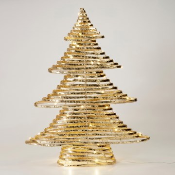 Décoration de Noël LED 60 LED/3xAA 60 cm blanc chaud sapin/doré