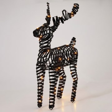 Décoration de Noël LED 60xLED/3xAA 60 cm blanc chaud renne/noir