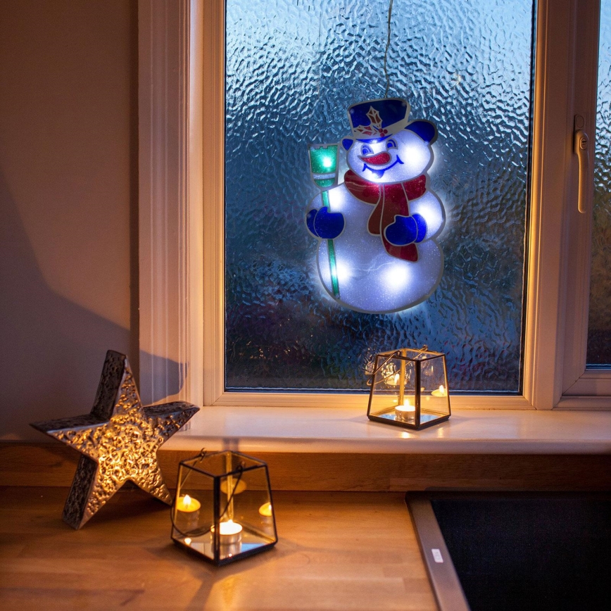 Décoration de Noël LED bonhomme de neige 8xLED/3xAAA blanc froid
