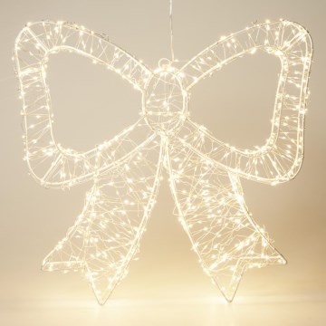 Décoration de Noël LED d'extérieur 720 LED/6W/230V 46 cm IP44 blanc chaud nœud/blanc