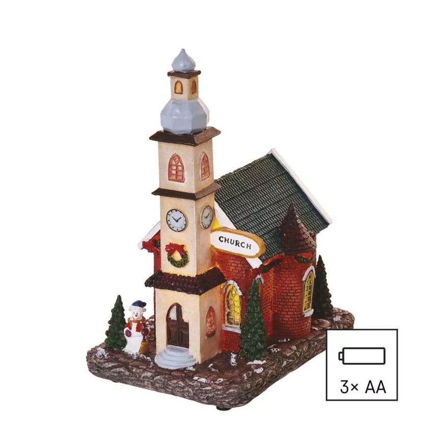 Décoration de Noël LED LED/3xAA église