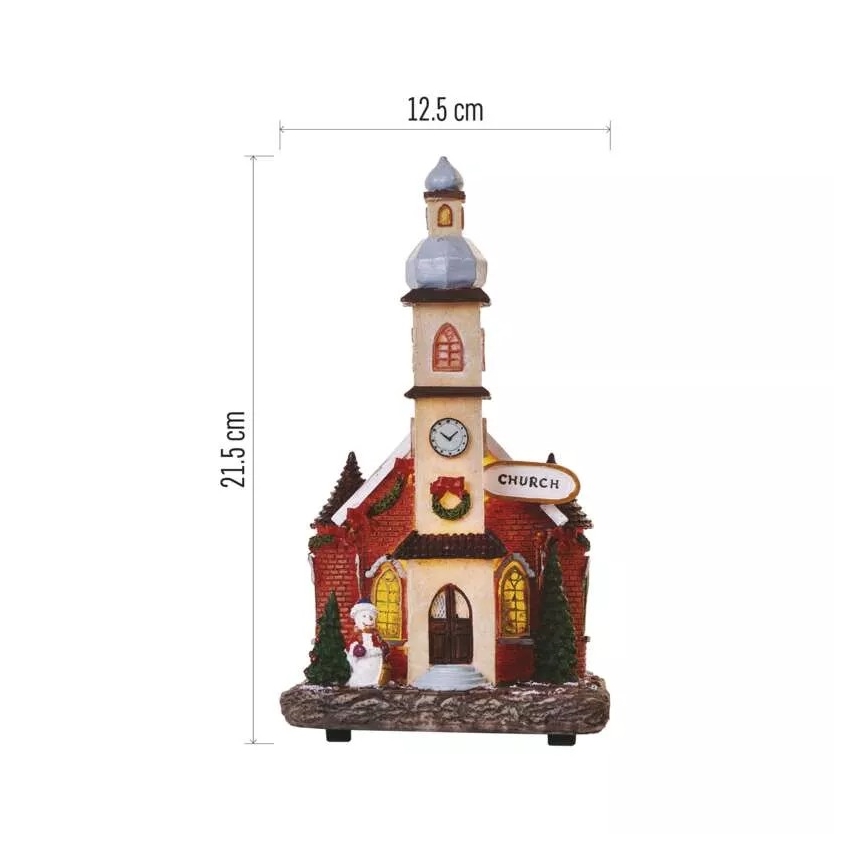 Décoration de Noël LED LED/3xAA église