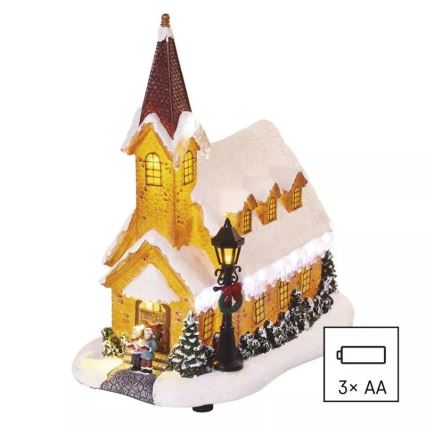 Décoration de Noël LED LED/3xAA église