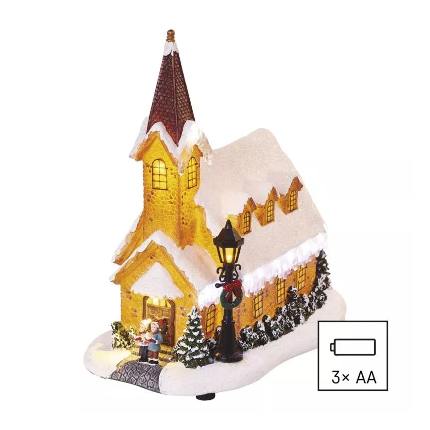 Décoration de Noël LED LED/3xAA église
